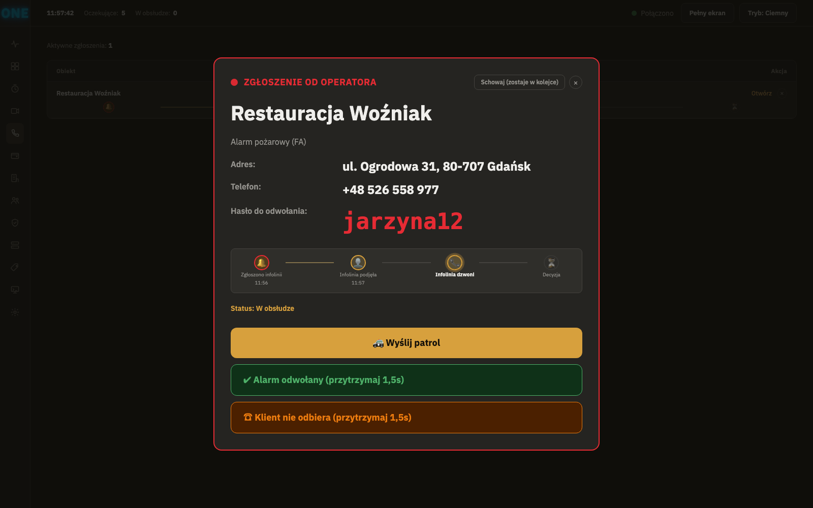 Przekazanie do infolinii